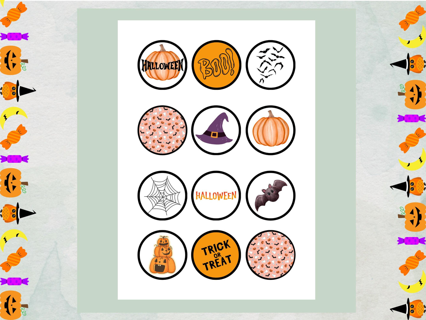 Halloween Edible Cupcake Toppers – Witch, Pumpkin, Bat (Wafer Paper, Card, Icing)
