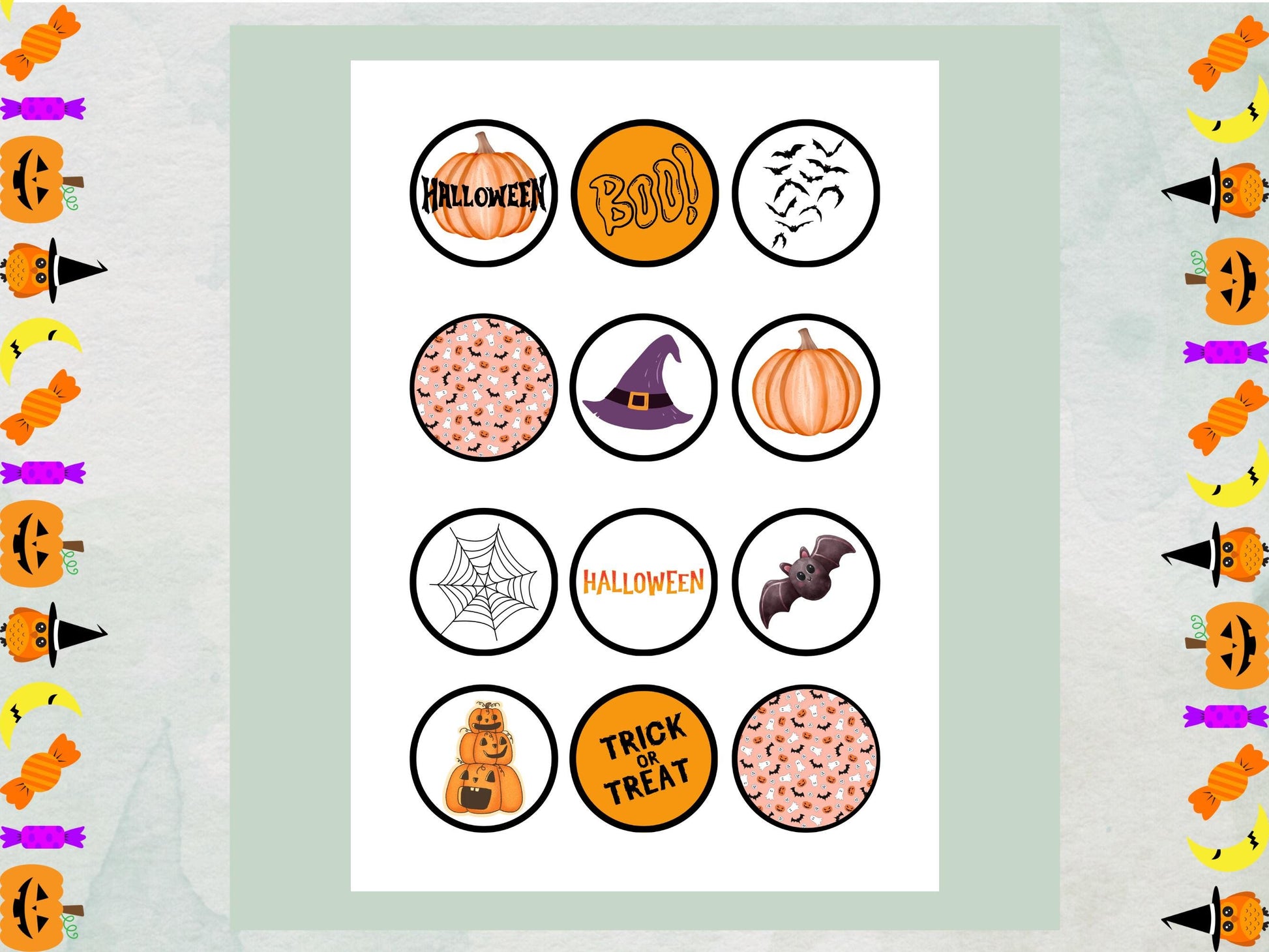 Halloween Edible Cupcake Toppers – Witch, Pumpkin, Bat (Wafer Paper, Card, Icing)