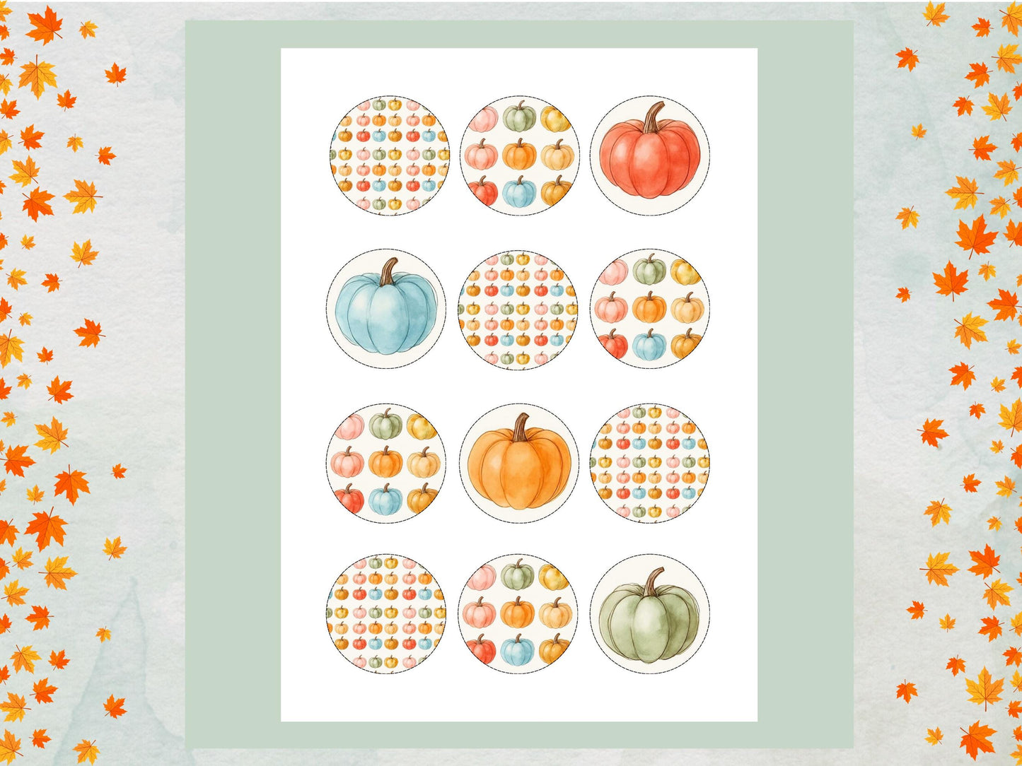 Pumpkin Halloween Edible Cupcake Toppers – 12 x 2" Wafer Paper, Card, or Icing Sheet