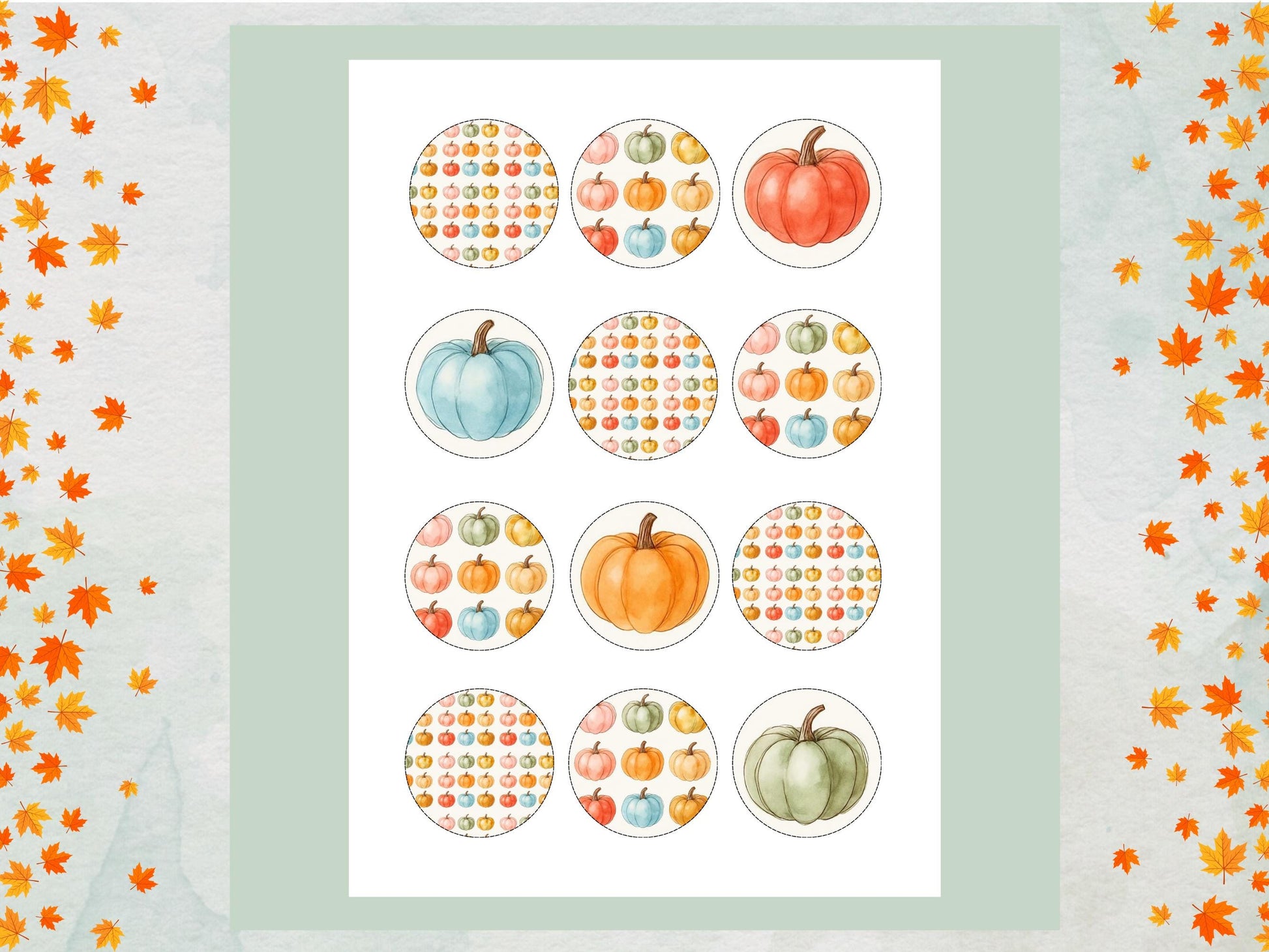 Pumpkin Halloween Edible Cupcake Toppers – 12 x 2" Wafer Paper, Card, or Icing Sheet