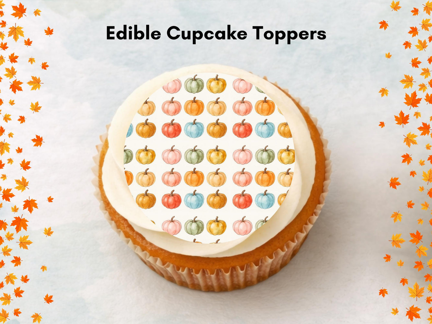 Pumpkin Edible Cupcake Toppers – Halloween Party Decorations