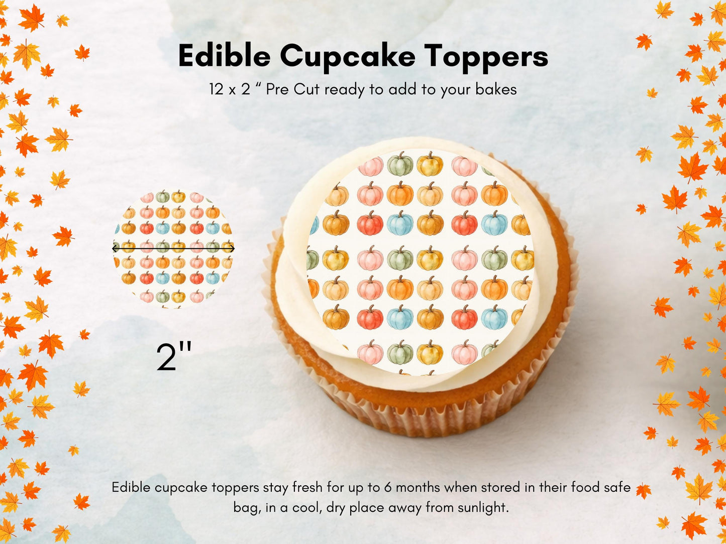 Pumpkin Edible Cupcake Toppers – Halloween Party Decorations