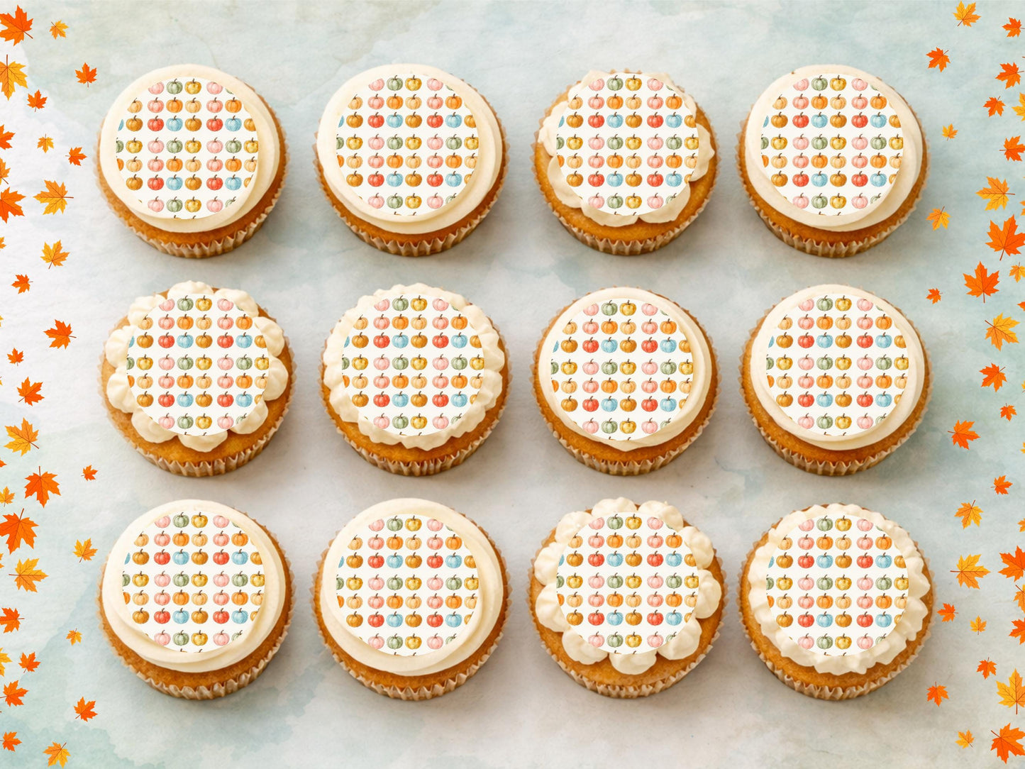 Pumpkin Edible Cupcake Toppers – Halloween Party Decorations