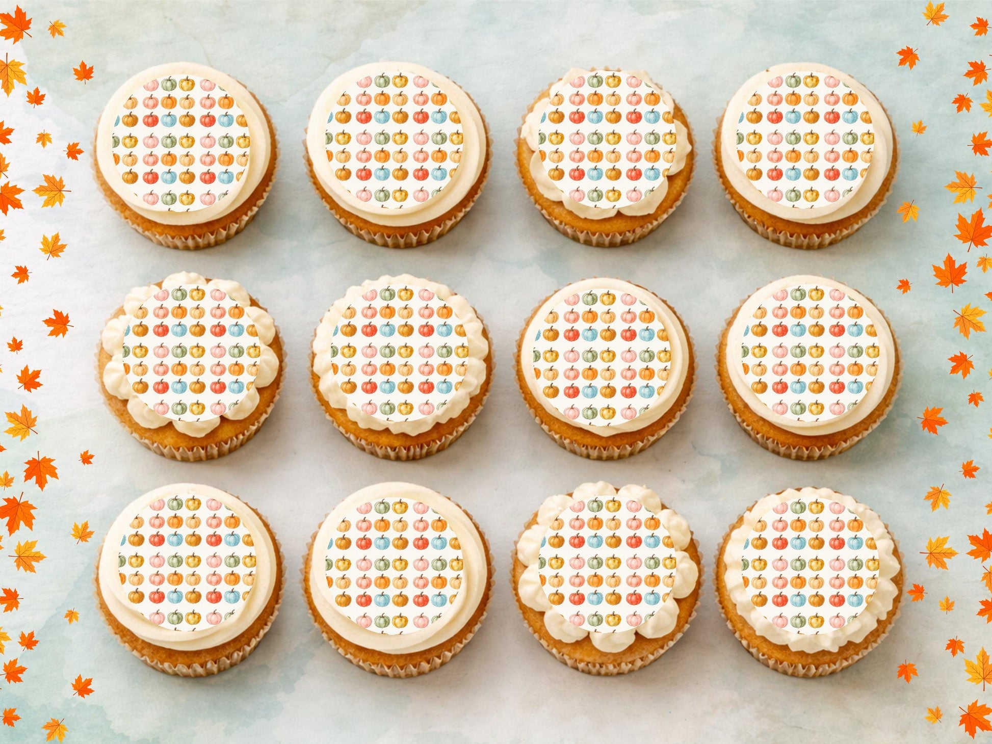 Pumpkin Edible Cupcake Toppers – Halloween Party Decorations