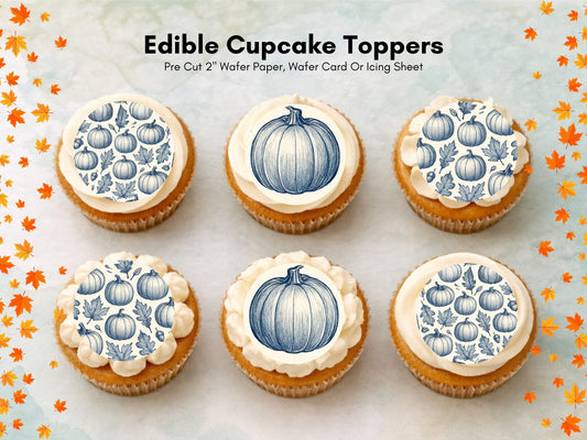 Pumpkin Edible Cupcake Toppers - Halloween Party Decoration (2 inch)