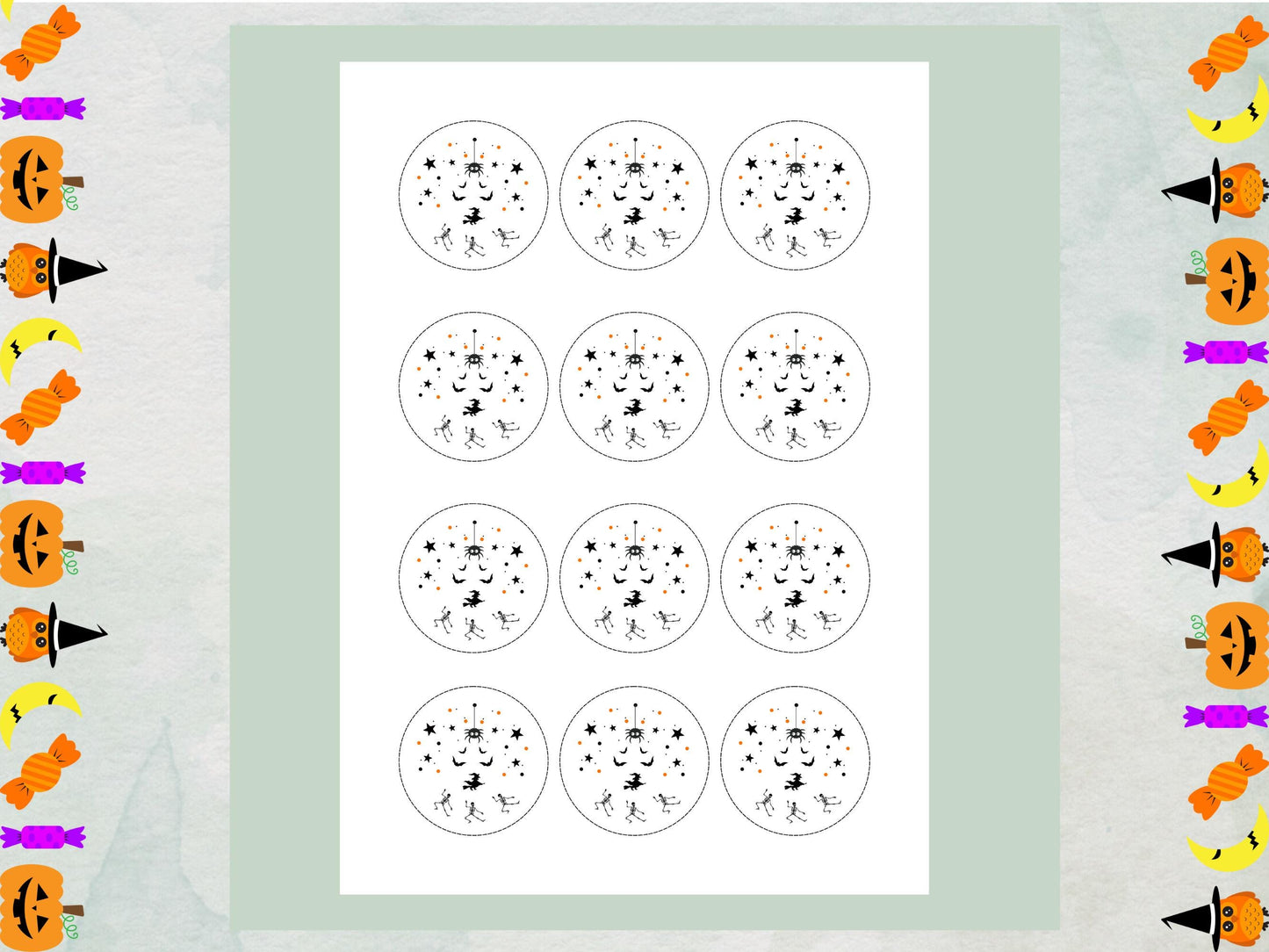 Spooky Halloween Edible Cupcake Toppers – 2" Wafer Paper, Card, or Icing Sheet