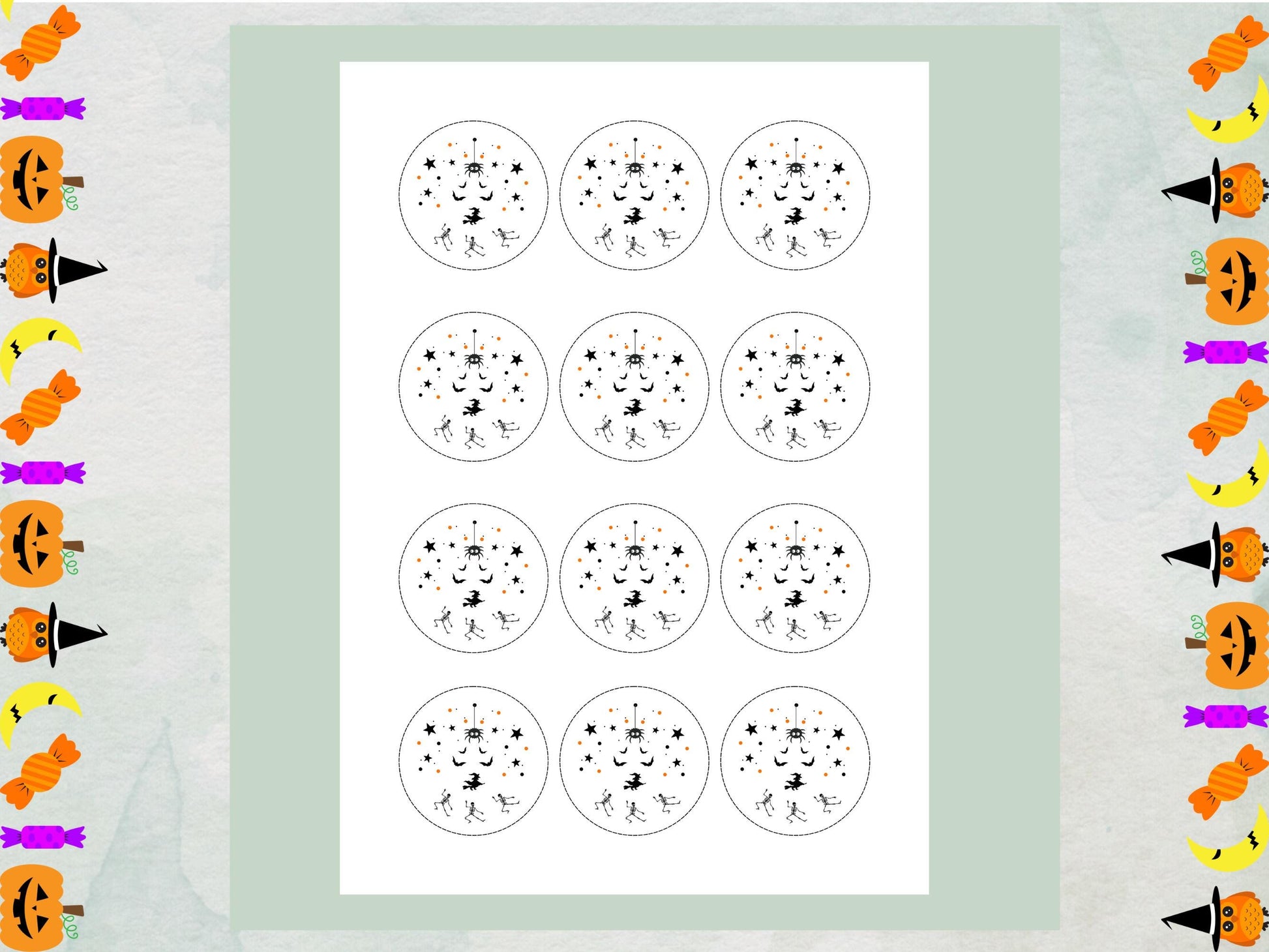 Spooky Halloween Edible Cupcake Toppers – 2" Wafer Paper, Card, or Icing Sheet