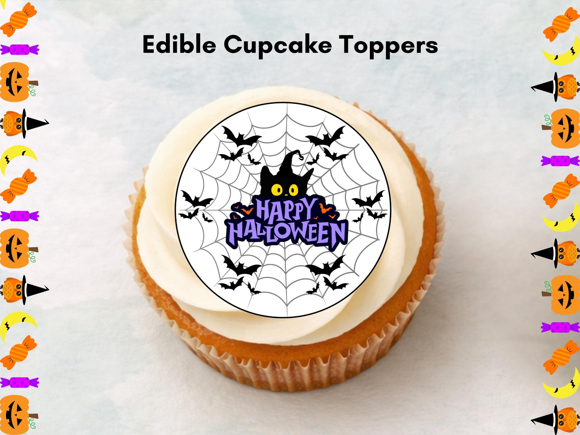 Spooky Halloween Cupcake Toppers – Edible Wafer Paper Decorations