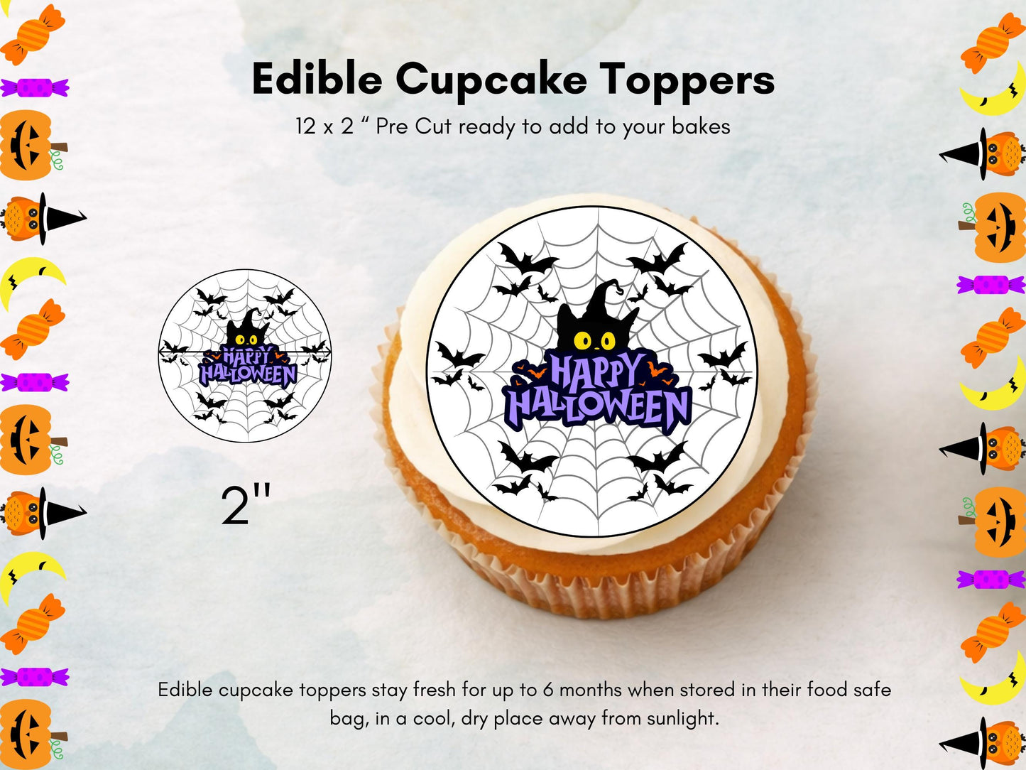 Spooky Halloween Cupcake Toppers – Edible Wafer Paper Decorations