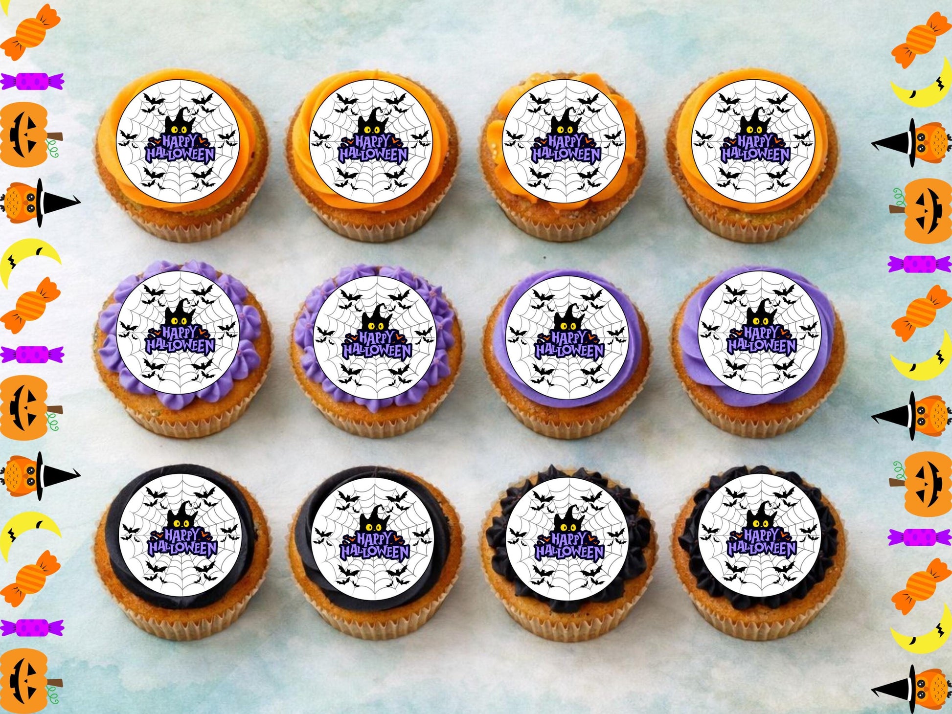 Spooky Halloween Cupcake Toppers – Edible Wafer Paper Decorations