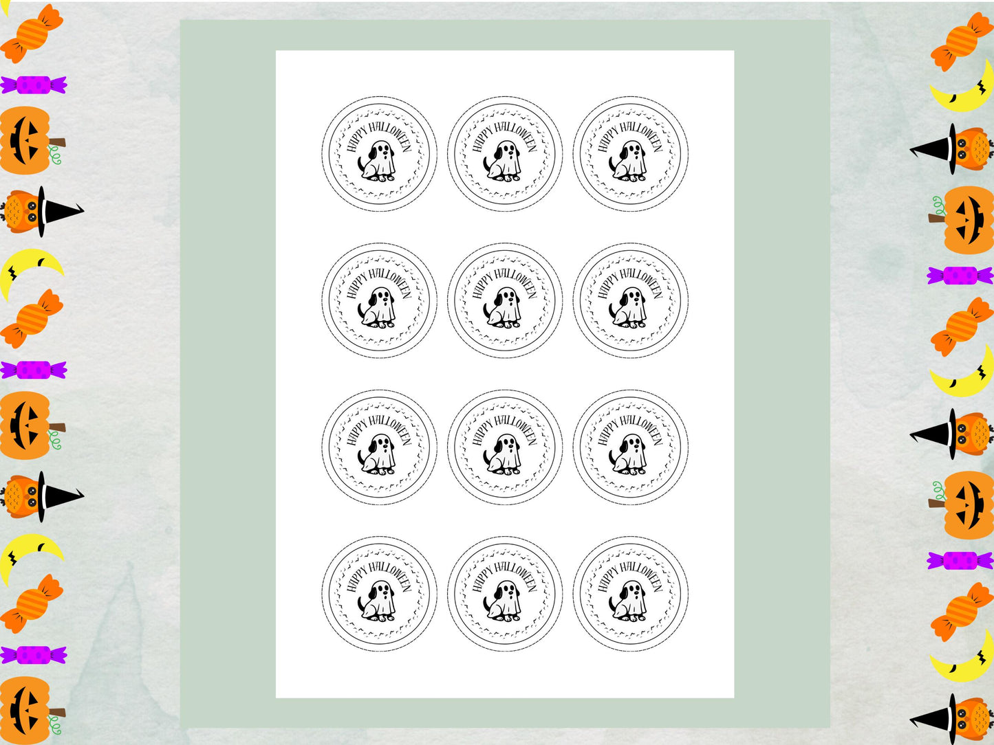 Ghost Dog Halloween Cupcake Toppers: Edible Party Decorations