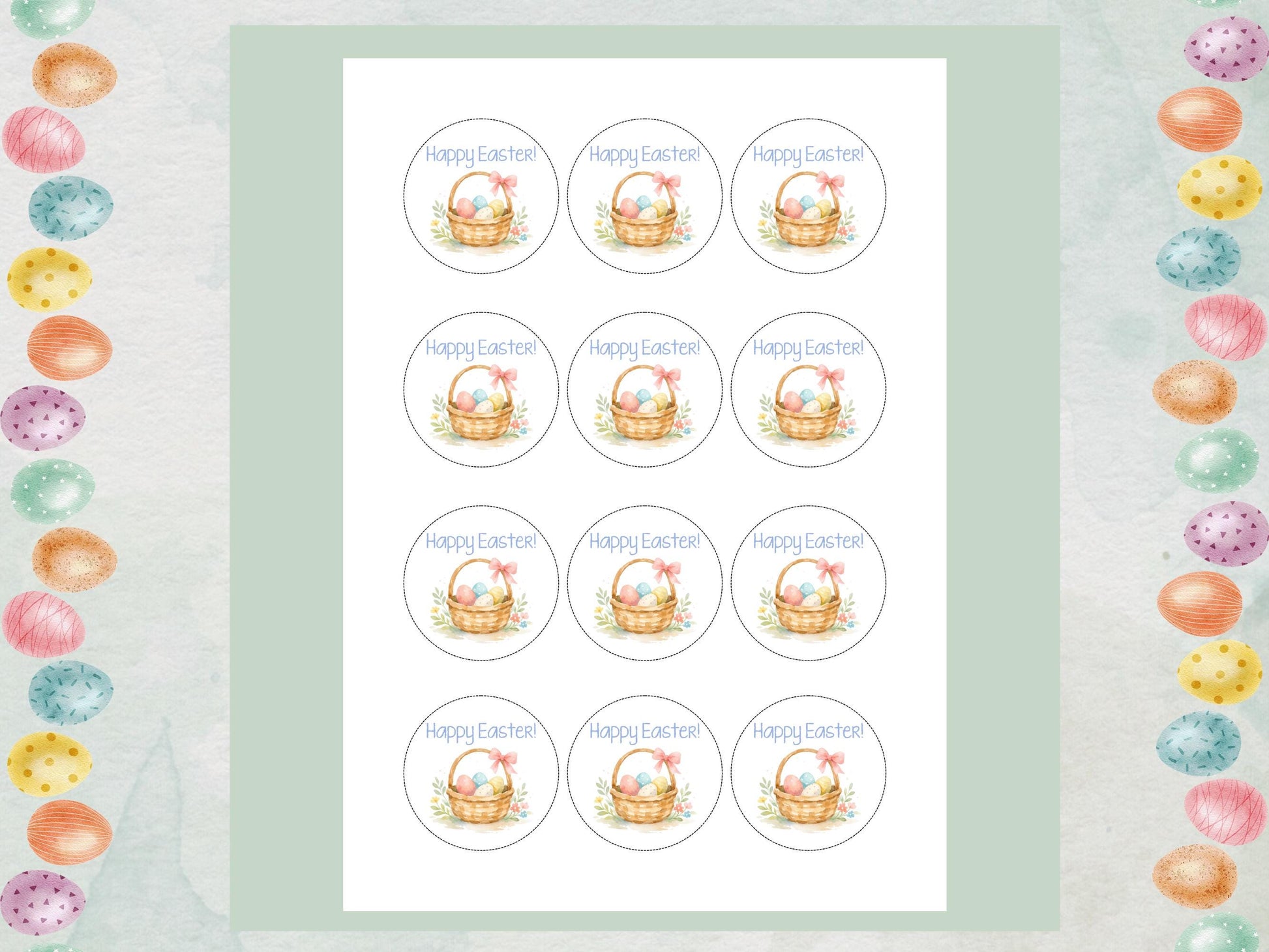 Happy Easter Edible Cupcake Toppers – Easter Basket Cake Decorations