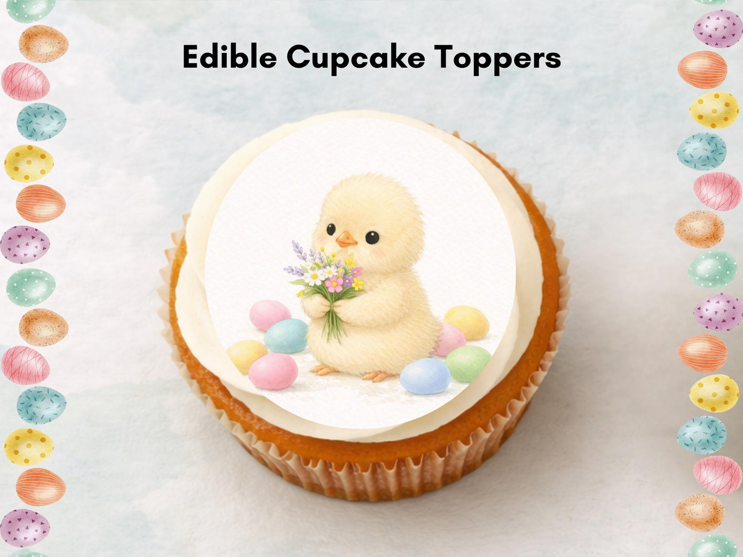 Easter Edible Cupcake Toppers, Spring Bunny, Chick and Lamb Cake Decorations