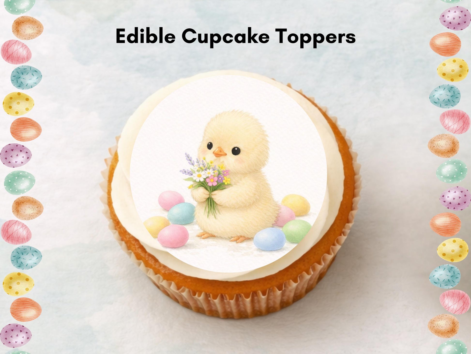 Easter Edible Cupcake Toppers, Spring Bunny, Chick and Lamb Cake Decorations