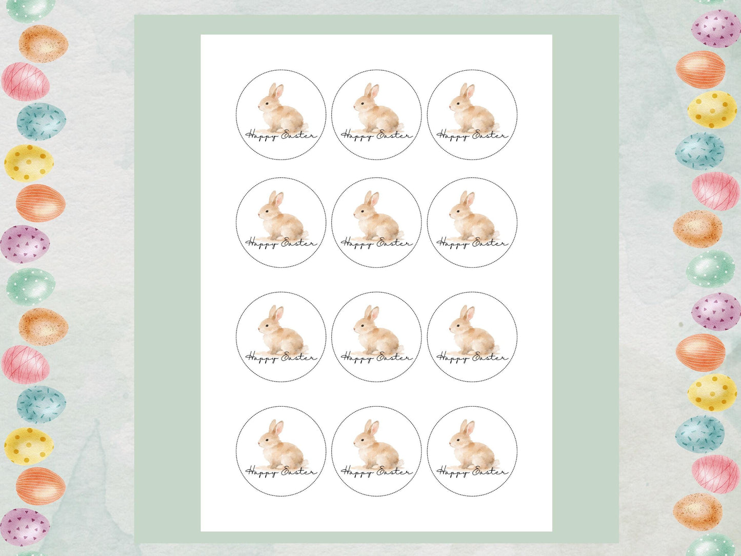 Happy Easter Bunny Edible Cupcake Toppers, Easter Cake Decorations