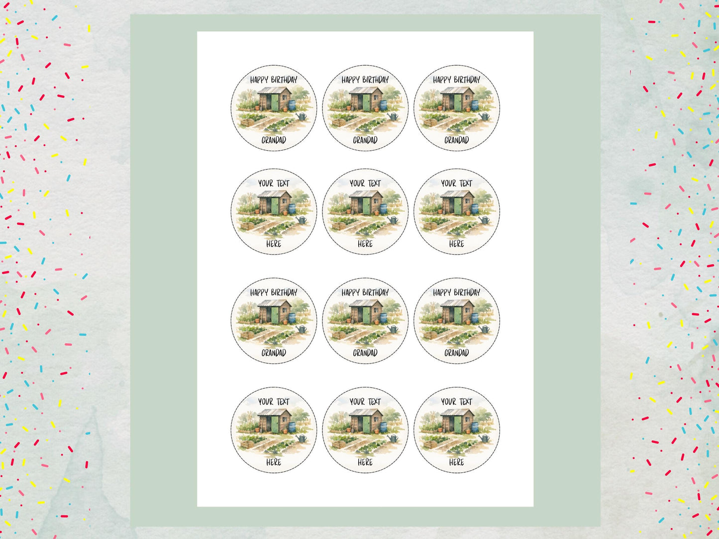 Personalised Allotment Cupcake Toppers - Edible Gardening Cake Decorations