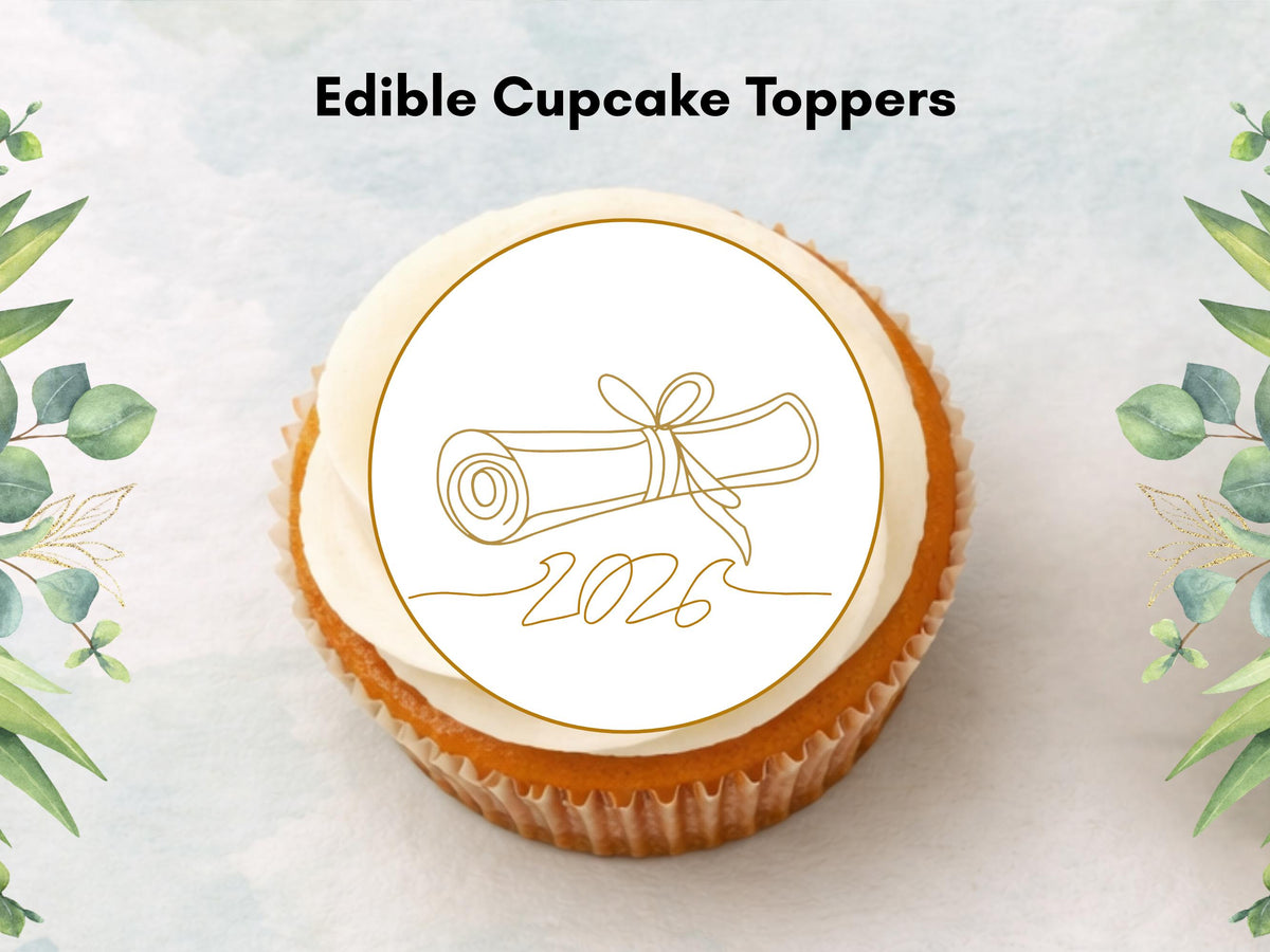 Graduation Edible Cupcake Toppers, Graduation Cake Decorations 12 x 2"