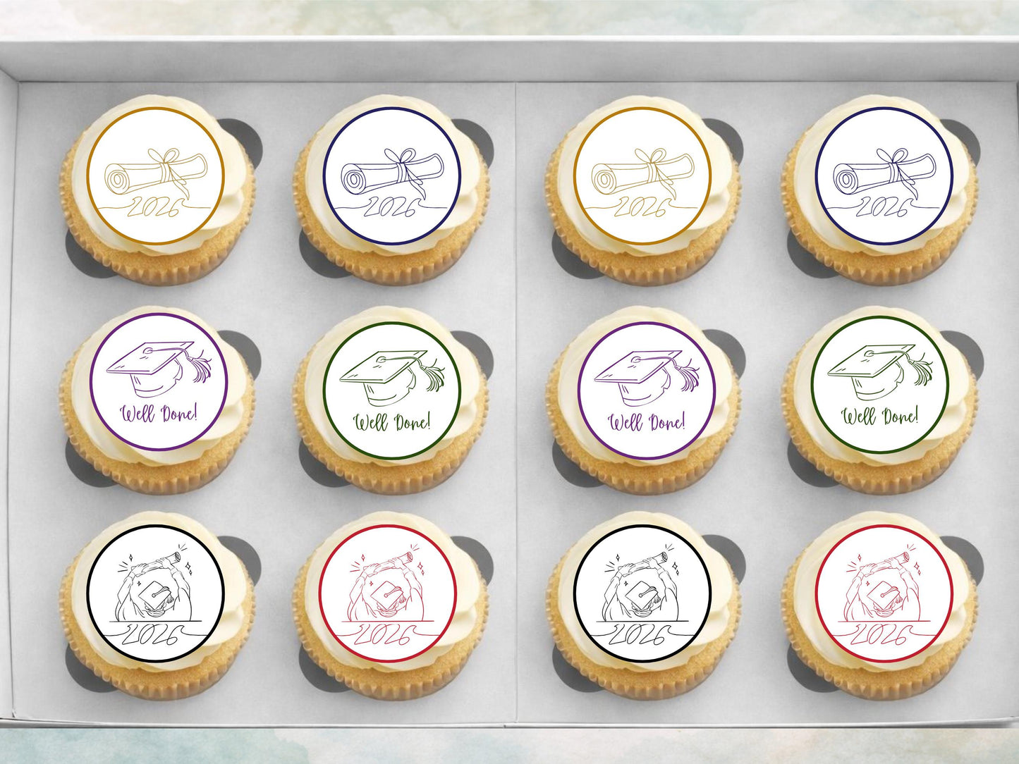 Graduation Edible Cupcake Toppers, Graduation Cake Decorations