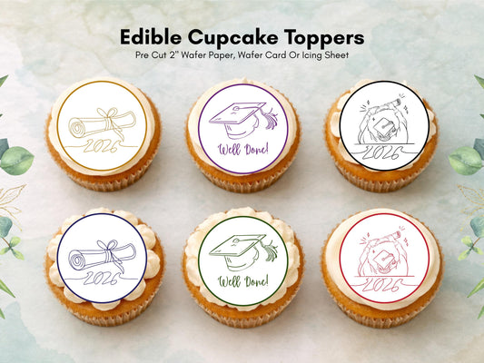 Graduation Edible Cupcake Toppers, Graduation Cake Decorations