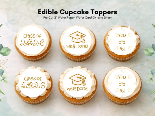 Graduation Edible Cupcake Toppers, Graduation Cake Decorations