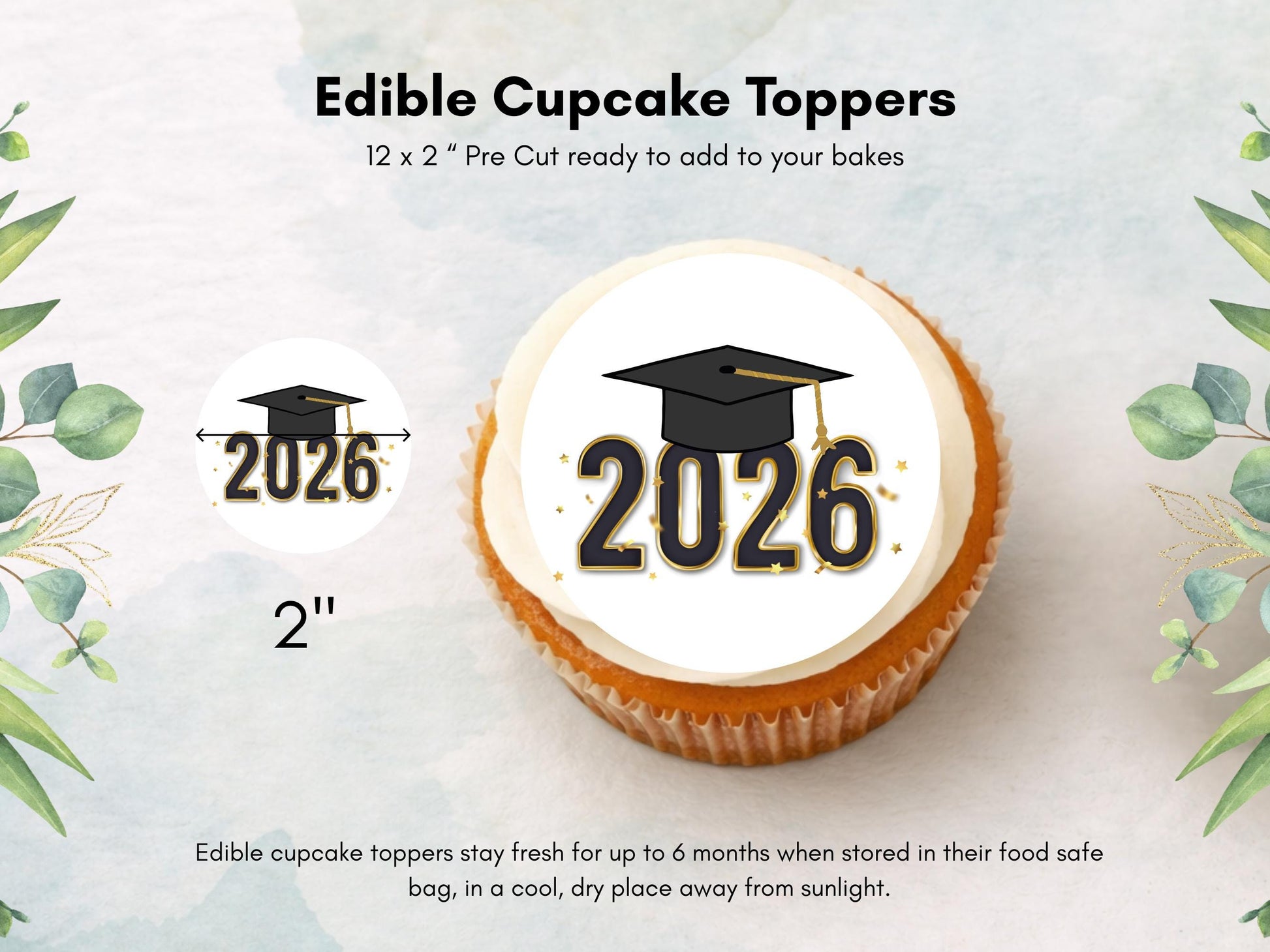 Graduation Edible Cupcake Toppers, Graduation Cake Decorations