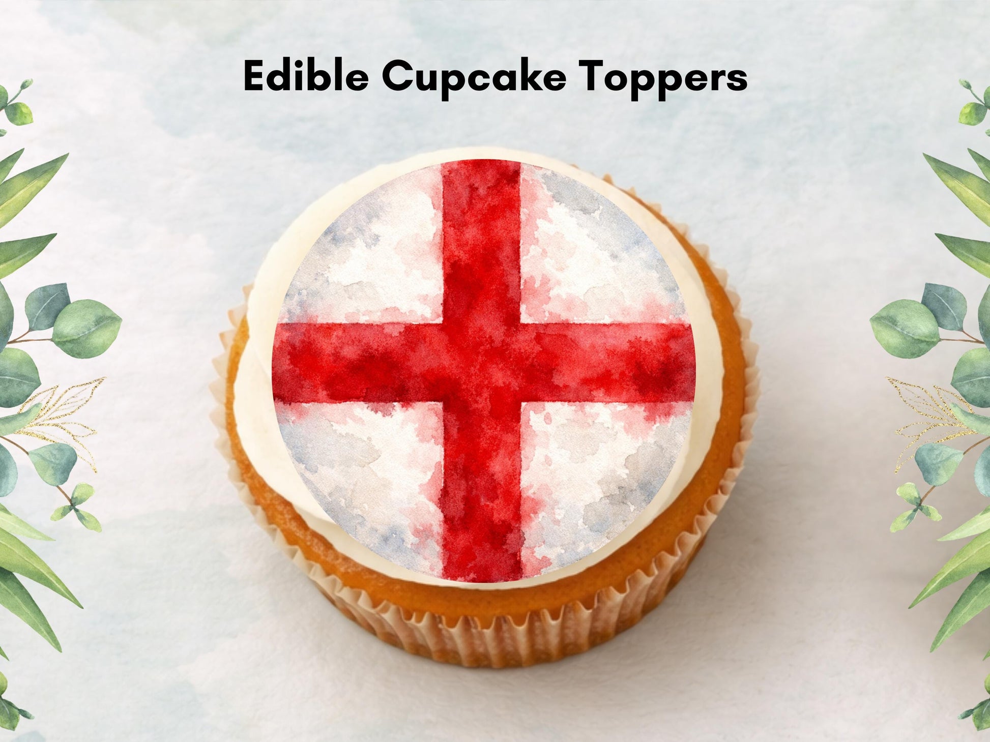 St George's Flag Edible Cupcake Toppers – English Flag Cake Decorations