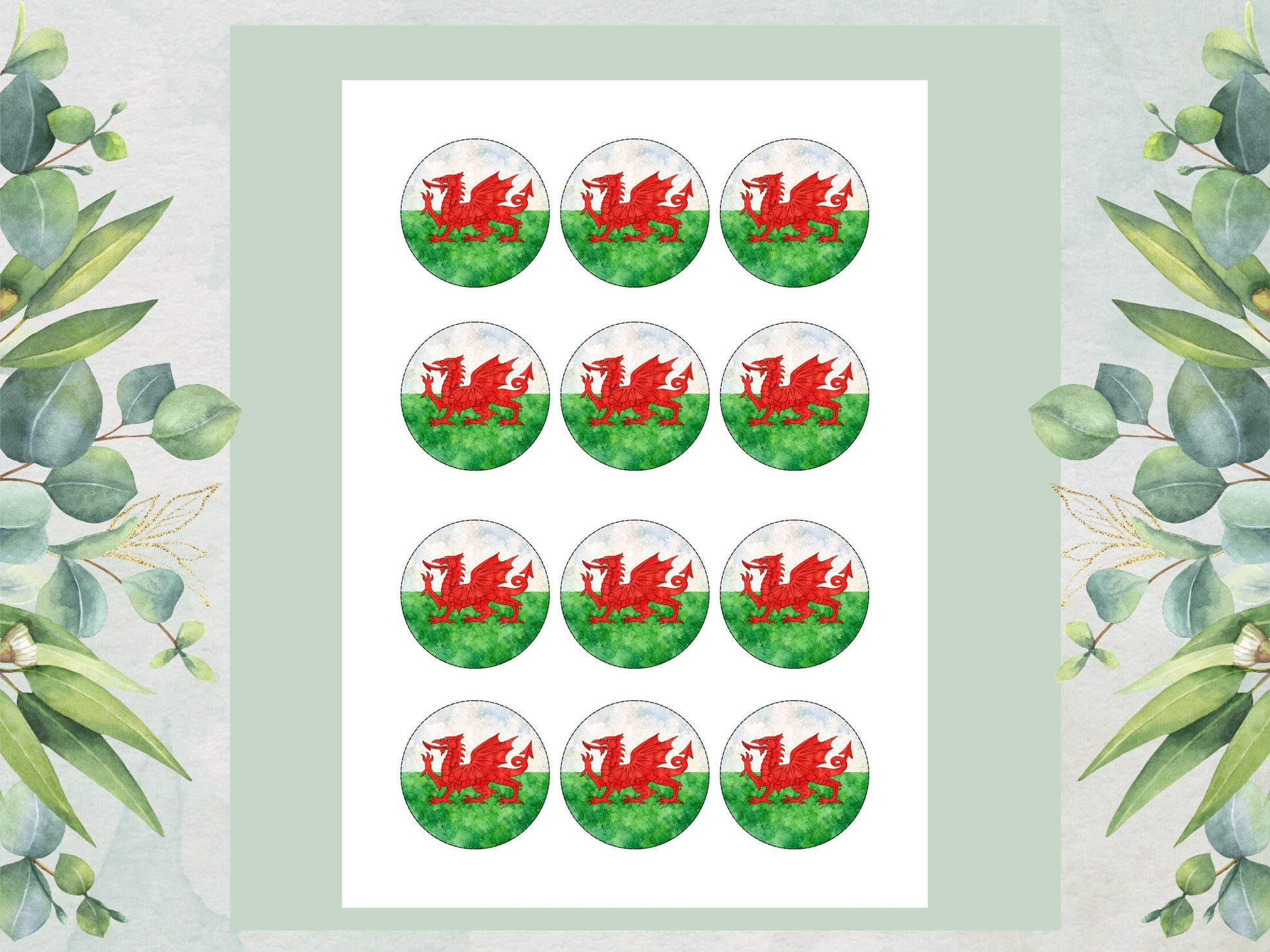 Welsh Flag Edible Cupcake Toppers – Baner Cymru Flag Cake Decorations