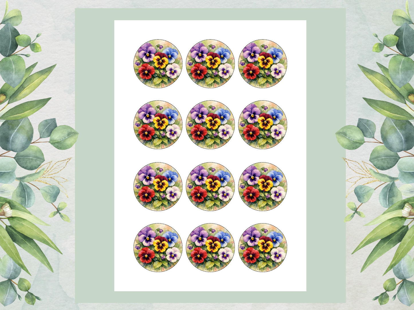 Pansy Edible Cupcake Toppers – Floral Cake Decorations