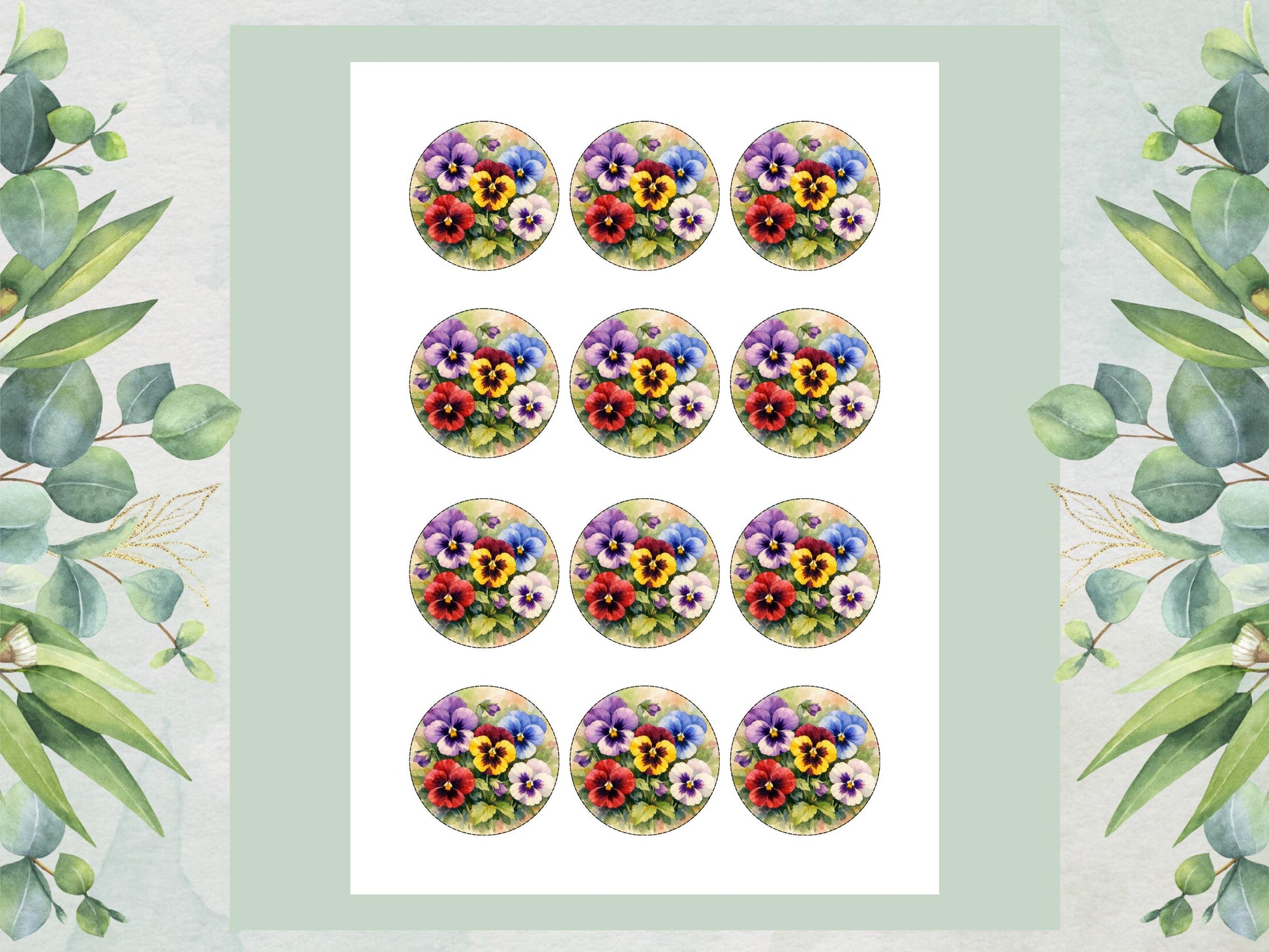 Pansy Edible Cupcake Toppers – Floral Cake Decorations