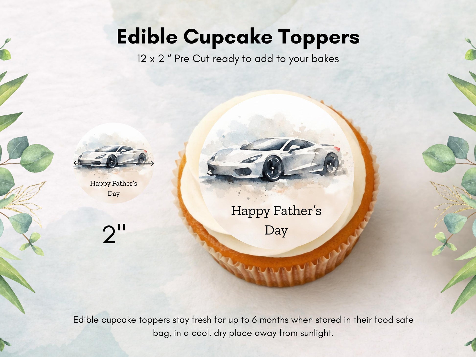 Father's Day Edible Cupcake Toppers – Sports Car Cupcake Toppers