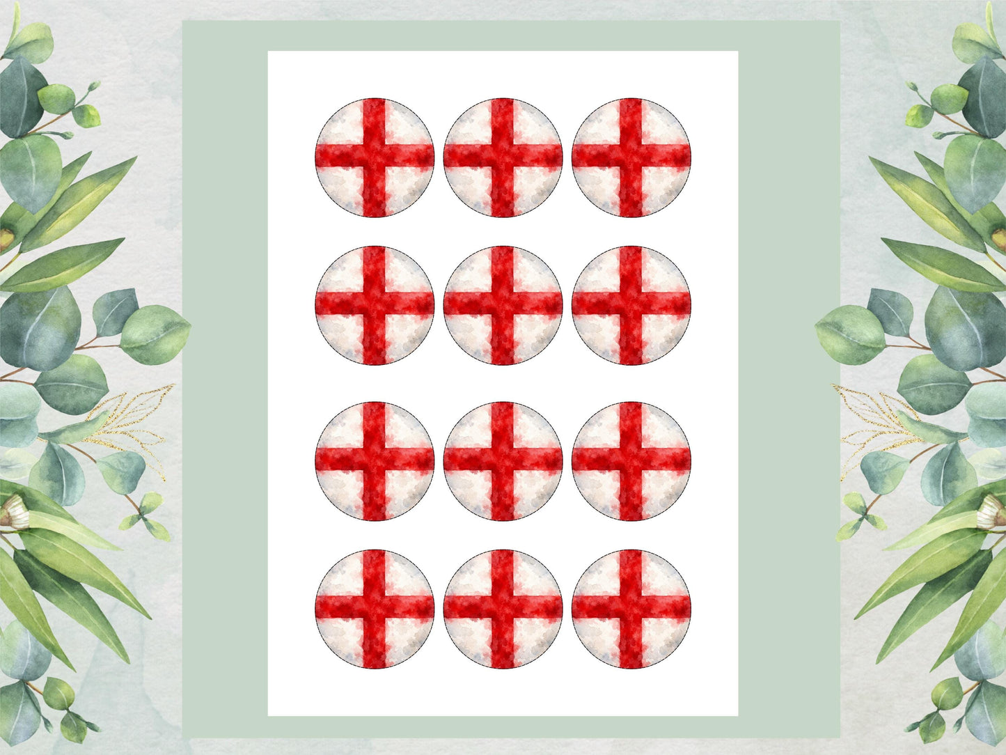 St George's Flag Edible Cupcake Toppers – English Flag Cake Decorations