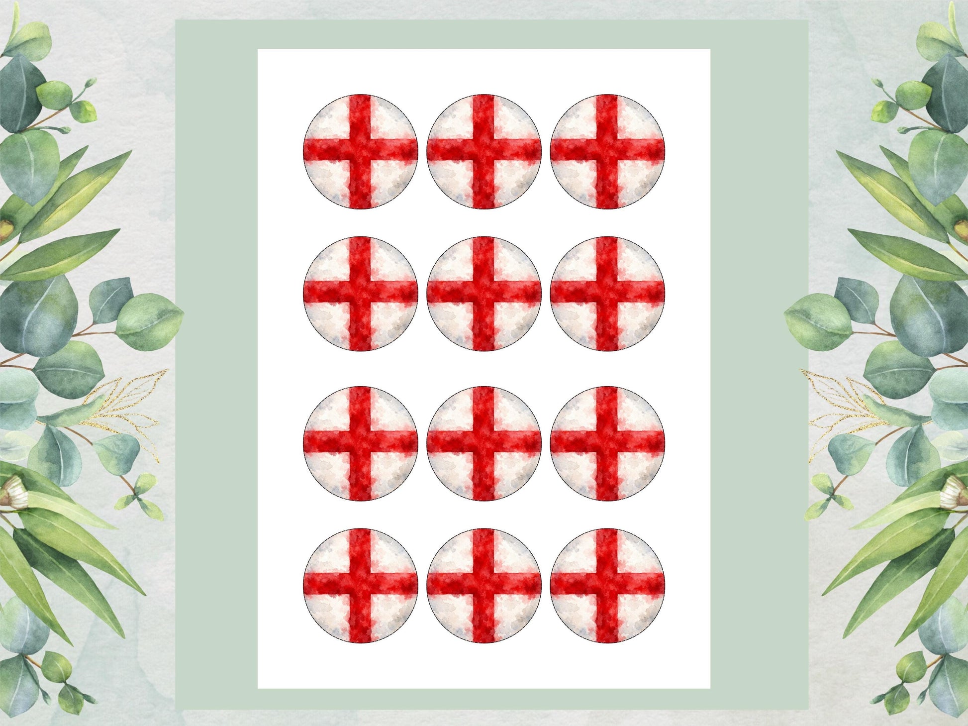 St George's Flag Edible Cupcake Toppers – English Flag Cake Decorations
