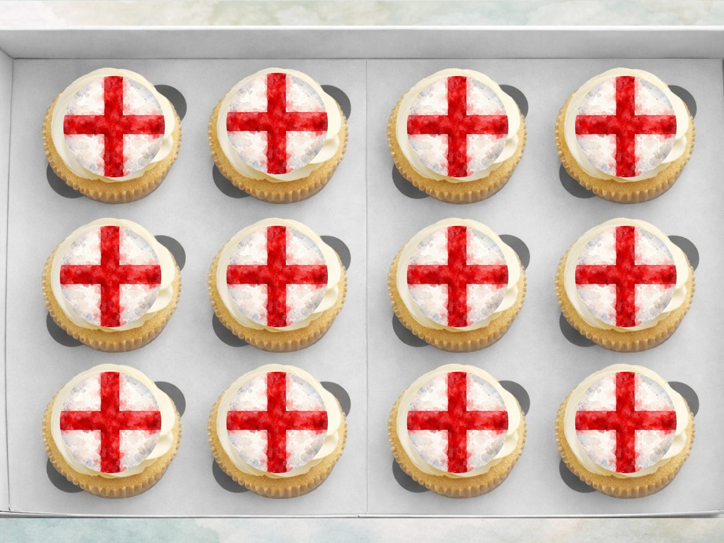St George's Flag Edible Cupcake Toppers – English Flag Cake Decorations