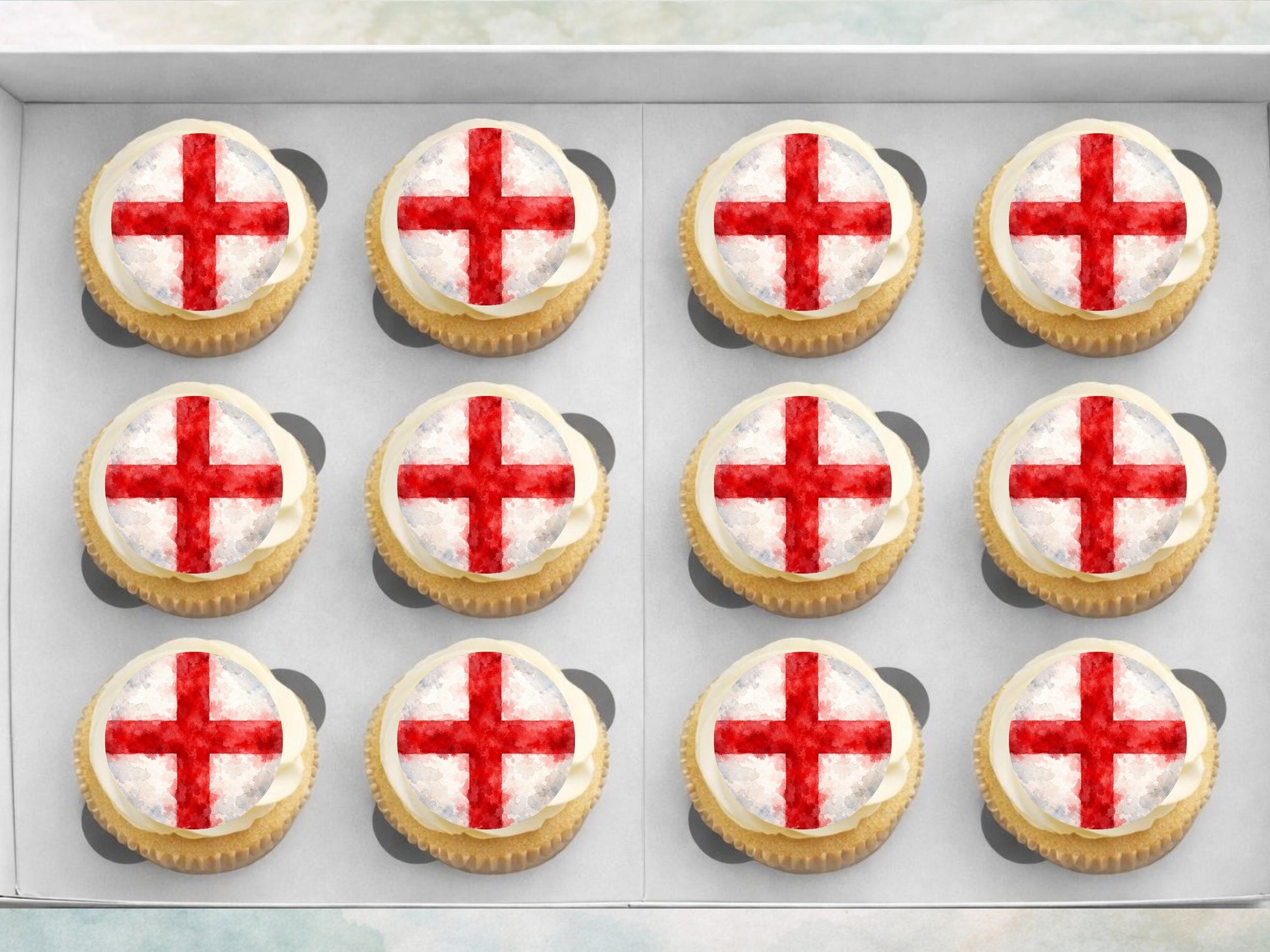 St George's Flag Edible Cupcake Toppers – English Flag Cake Decorations
