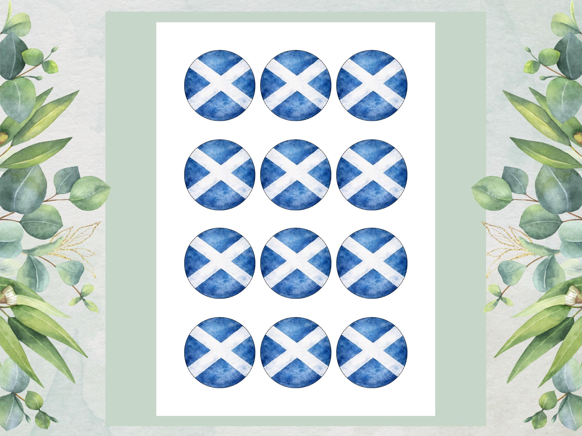 St Andrew's Cross Flag Edible Cupcake Toppers – Scottish Flag Cake Decorations