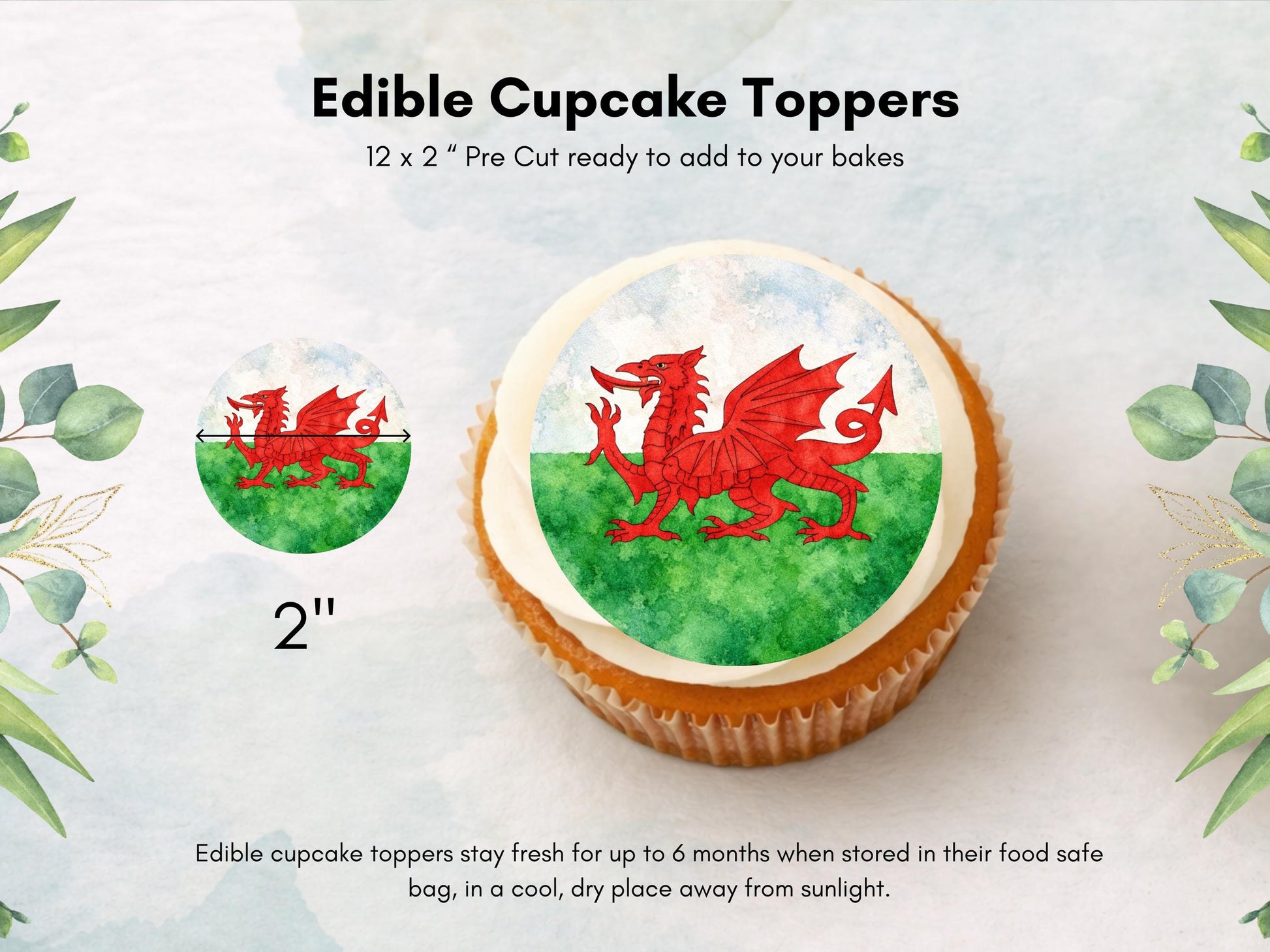 Welsh Flag Edible Cupcake Toppers – Baner Cymru Flag Cake Decorations