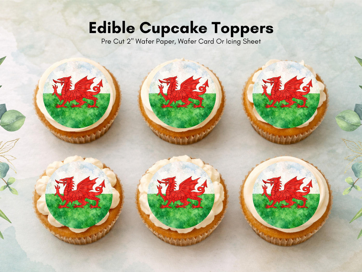 Welsh Flag Edible Cupcake Toppers – Baner Cymru Flag Cake Decorations