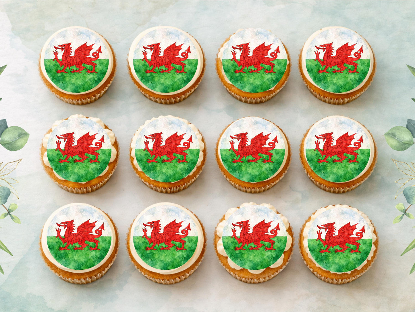 Welsh Flag Edible Cupcake Toppers – Baner Cymru Flag Cake Decorations