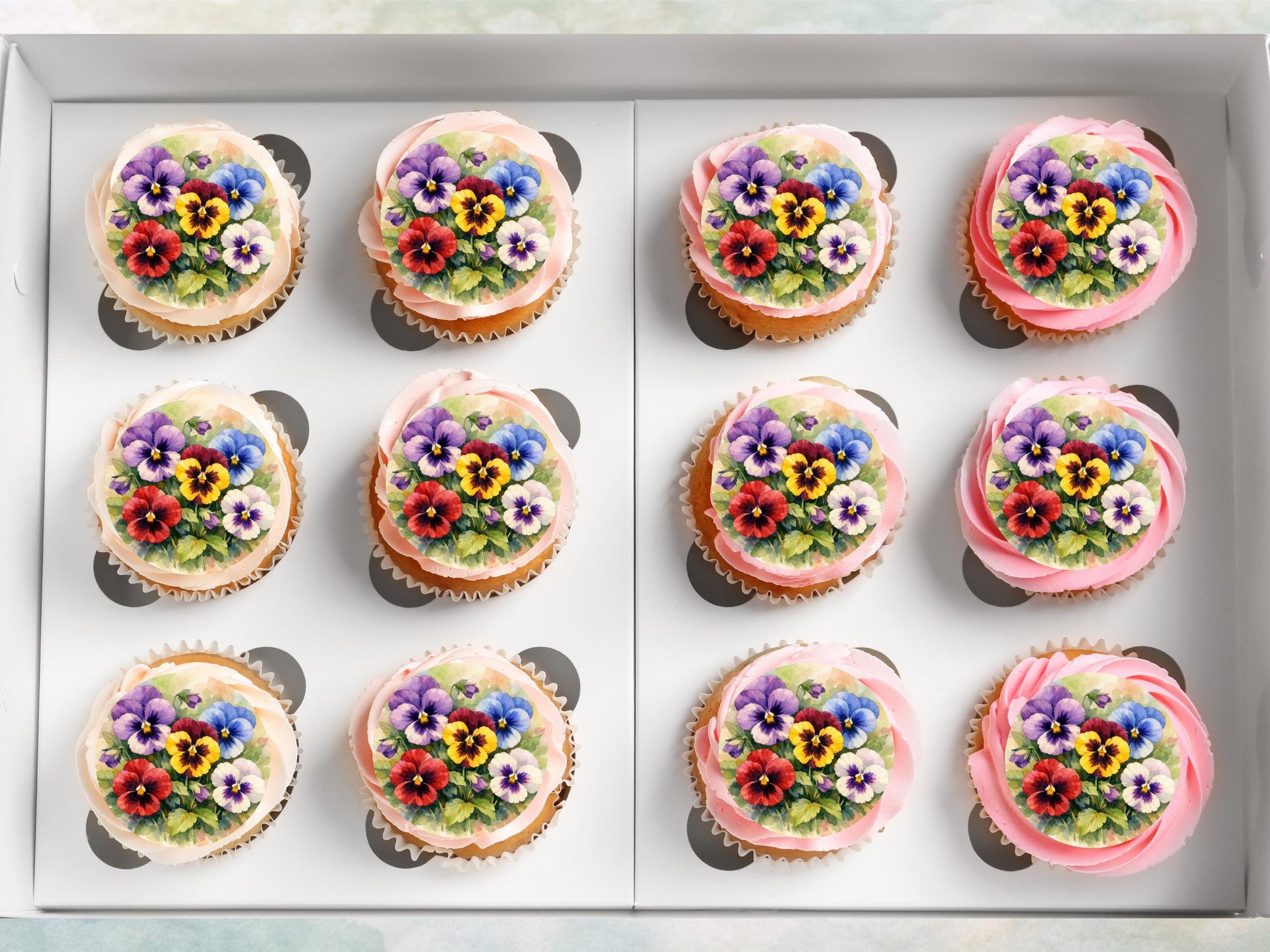 Pansy Edible Cupcake Toppers – Floral Cake Decorations