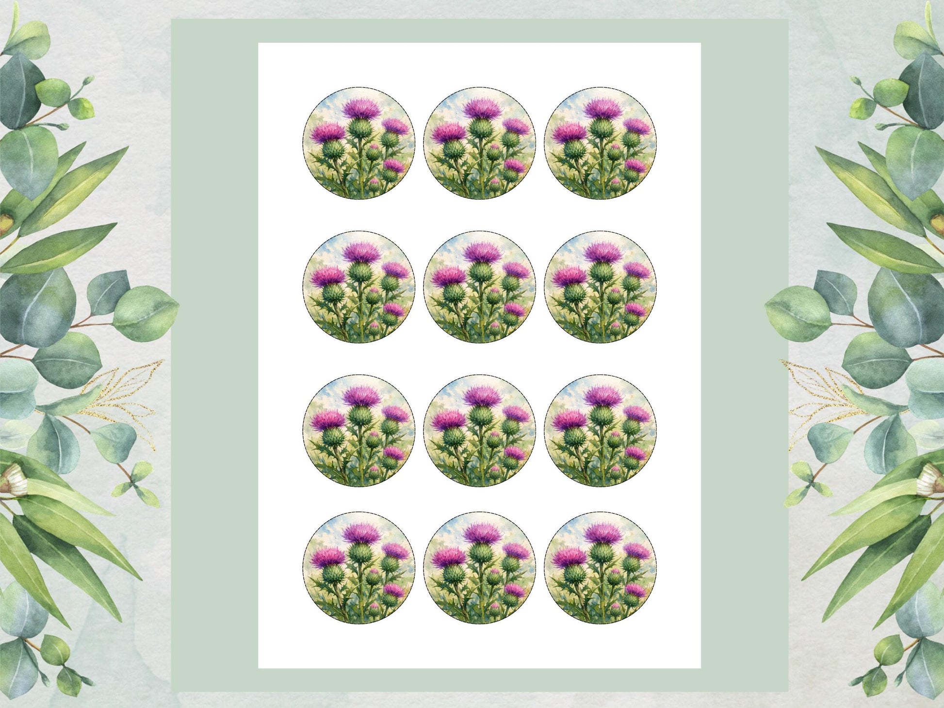 Scottish Thistle Edible Cupcake Toppers - Floral Cake Decoration
