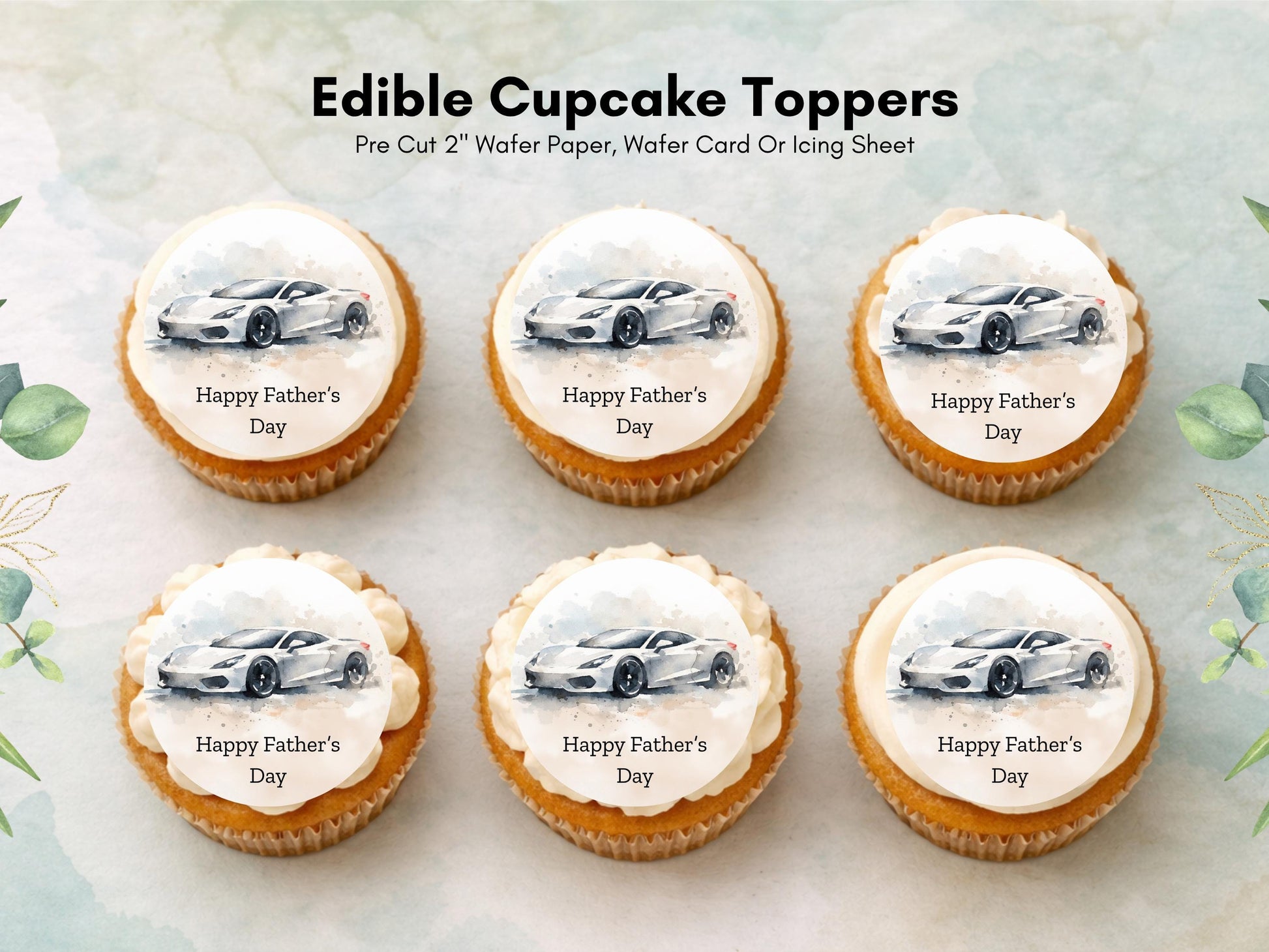 Father's Day Edible Cupcake Toppers – Sports Car Cupcake Toppers