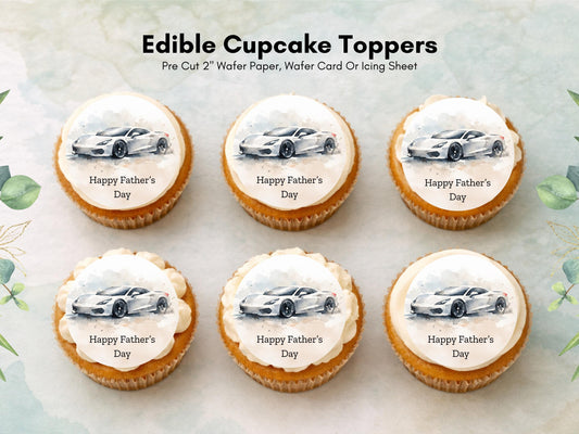 Father's Day Edible Cupcake Toppers – Sports Car Cupcake Toppers