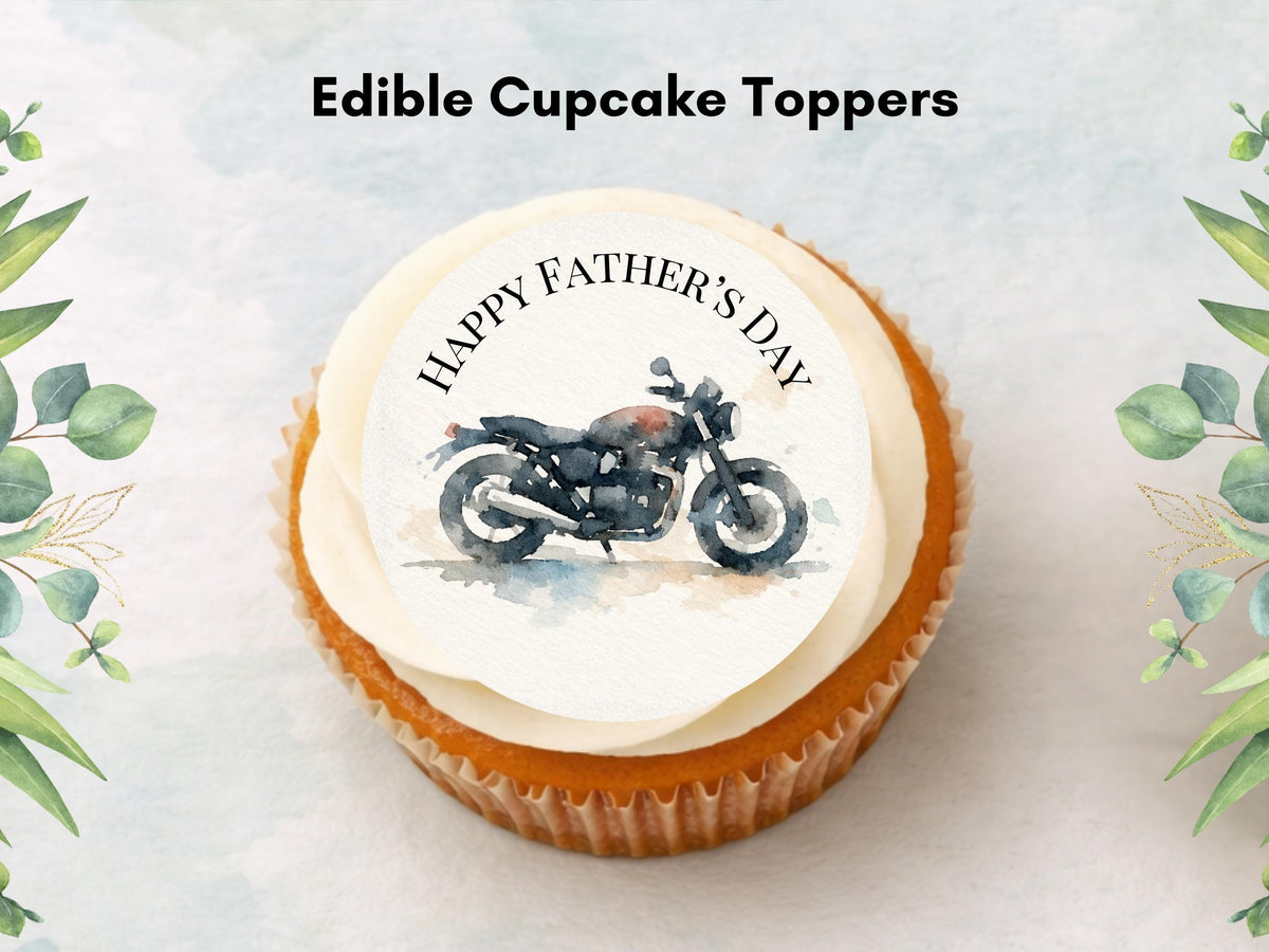 Father's Day Edible Cupcake Toppers – Motorbike Cupcake Toppers