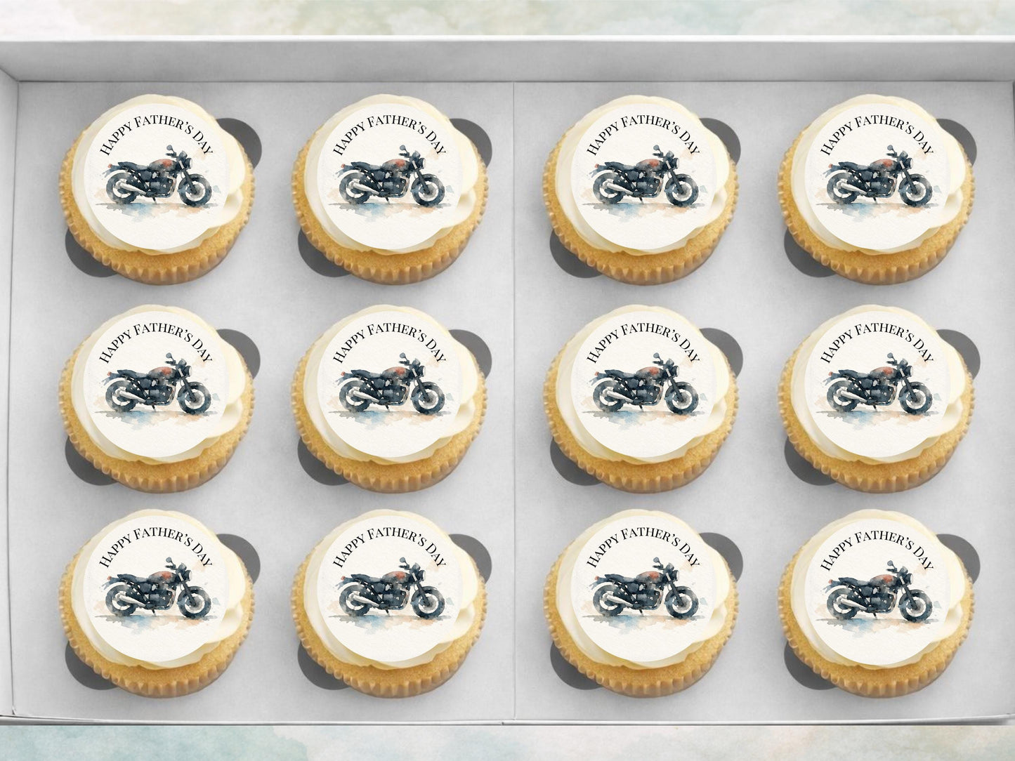 Father's Day Edible Cupcake Toppers – Motorbike Cupcake Toppers
