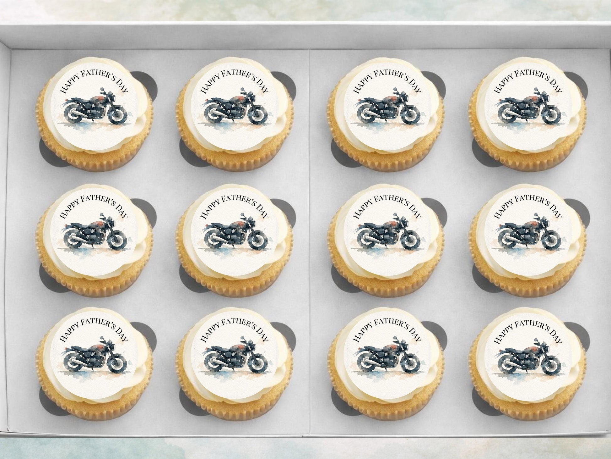 Father's Day Edible Cupcake Toppers – Motorbike Cupcake Toppers