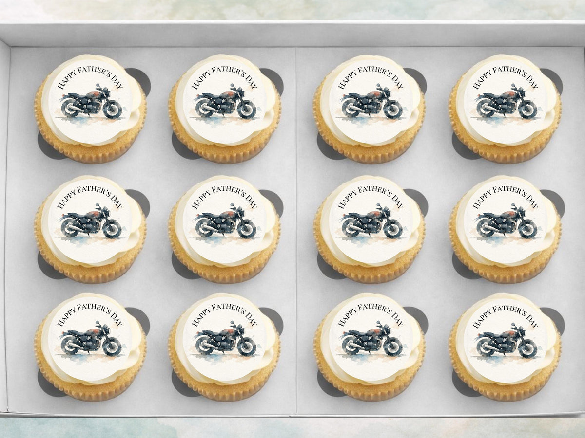 Father's Day Edible Cupcake Toppers – Motorbike Cupcake Toppers