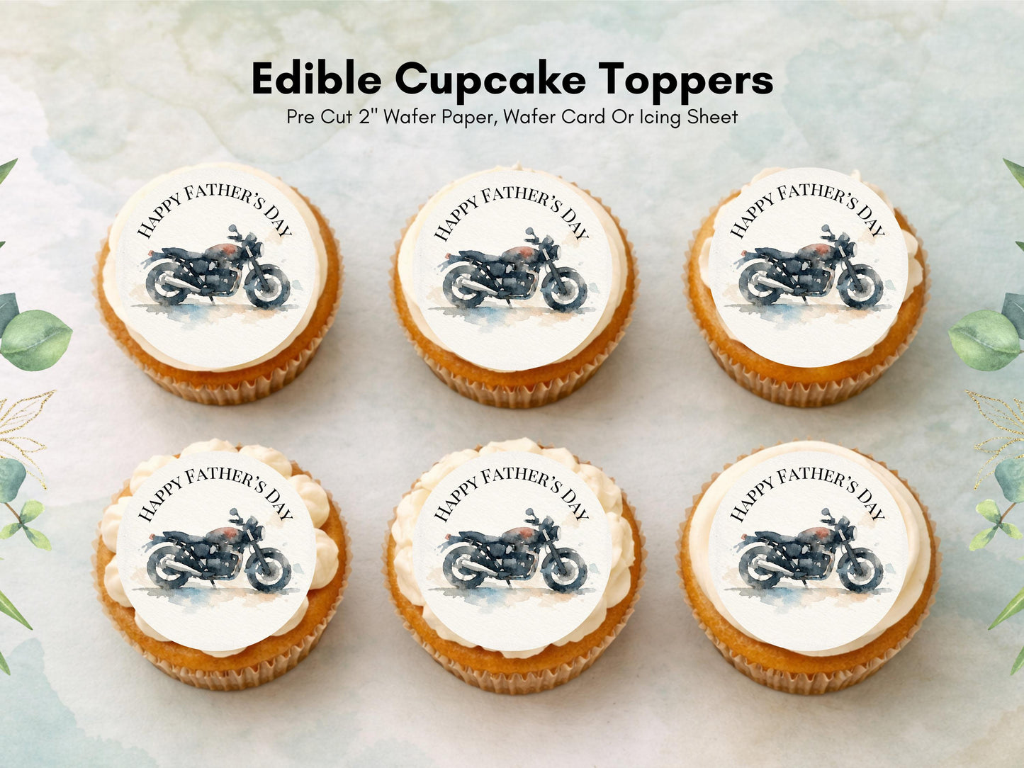 Father's Day Edible Cupcake Toppers – Motorbike Cupcake Toppers