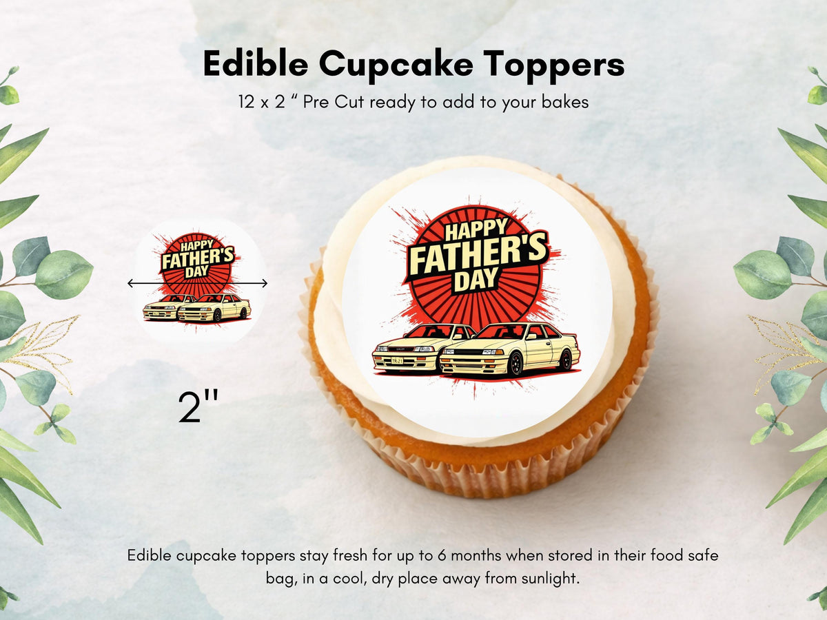 Father's Day Edible Cupcake Toppers – Sports Car Cake Toppers