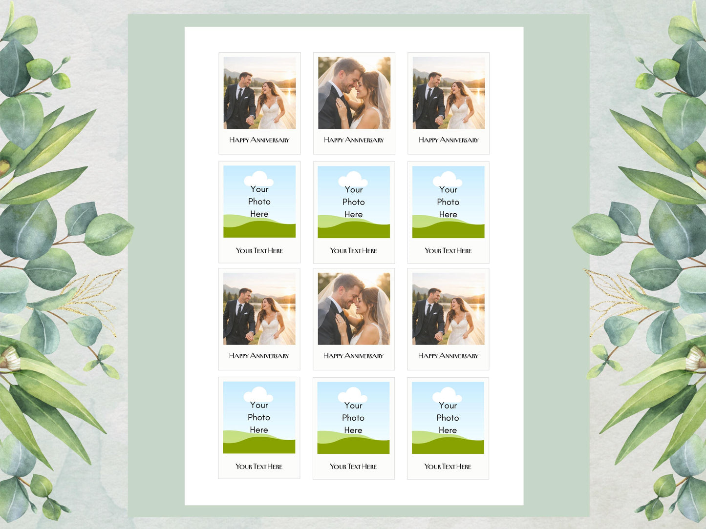 Personalised Photo Edible Cupcake Toppers, Polaroid style Wedding Cake Topper
