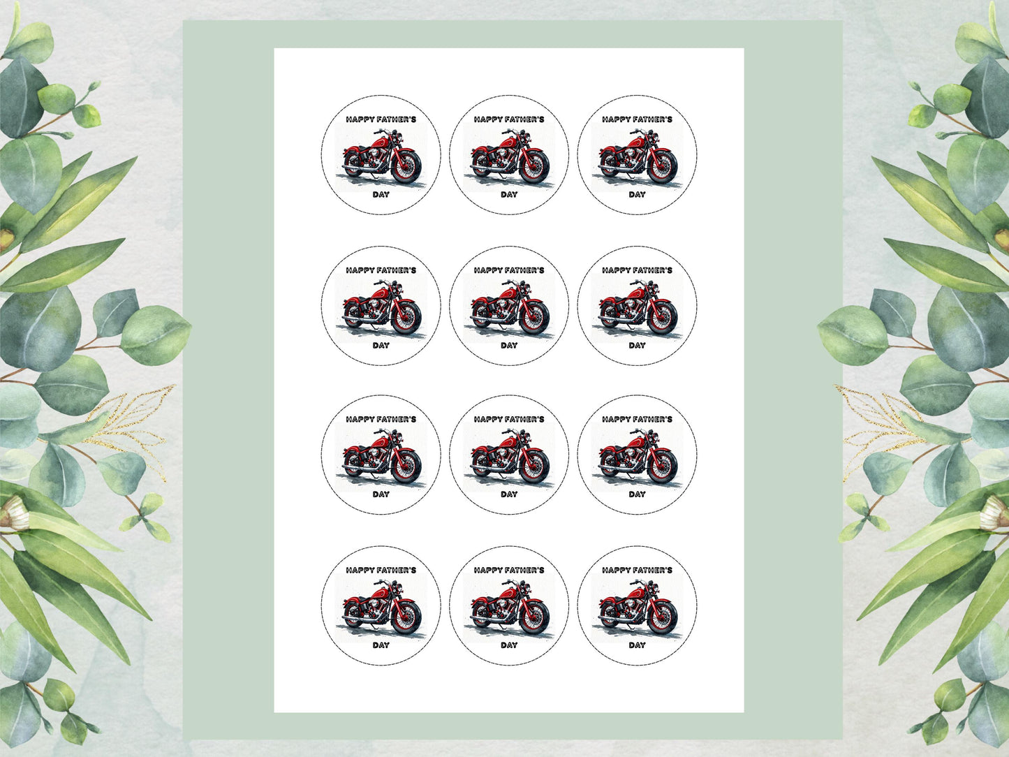12 x Father's Day Edible Cupcake Toppers – Motorbike Cupcake Toppers